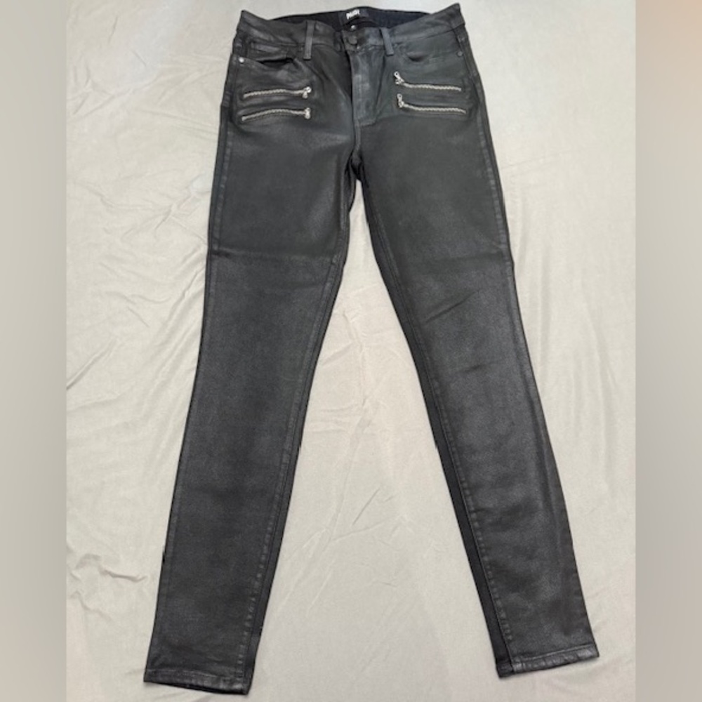 PAIGE High Rise Edgemont Ultra Skinny Black Shimmer Jeans